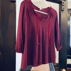 EUC Boden Purple Top with Red Velvet Trim